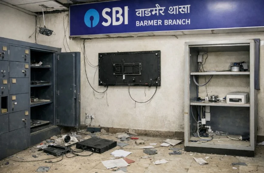 बाड़मेर में SBI बैंक चोरी का रहस्योद्घाटन: लॉकर नहीं टूटा तो CCTV कैमरे, LED टीवी और वॉटर आरओ मशीन लेकर भागे चोर