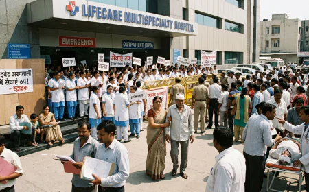 हाईकोर्ट परिसर में डॉक्टर के परिजन से मारपीट के विरोध में उबाल, प्राइवेट अस्पतालों में कई सेवाएं ठप, मरीज दिनभर भटकते रहे!