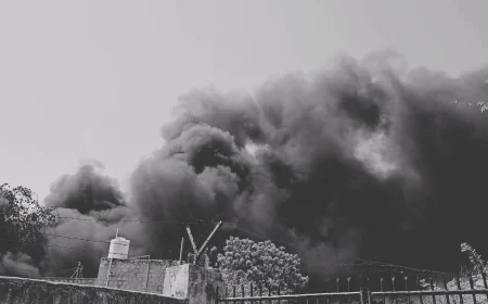 बाड़मेर के पुराने पावर हाउस में भीषण आग: ट्रांसफॉर्मर ऑयल ने बढ़ाई लपटें, दो घरों तक पहुंची आग