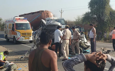 नागौर-अजमेर NH-58 पर भीषण सड़क हादसा: रोडवेज बस और ईको कार की टक्कर में 4 की मौत, 4 गंभीर घायल