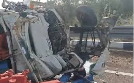 भारतमाला एक्सप्रेस-वे पर भीषण टक्कर: हिसार से सांचौर जा रही पिकअप के उड़े परखच्चे, 2 युवकों की मौत