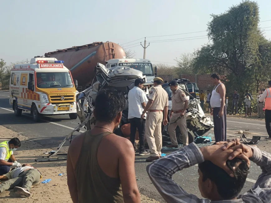 नागौर-अजमेर NH-58 पर भीषण सड़क हादसा: रोडवेज बस और ईको कार की टक्कर में 4 की मौत, 4 गंभीर घायल