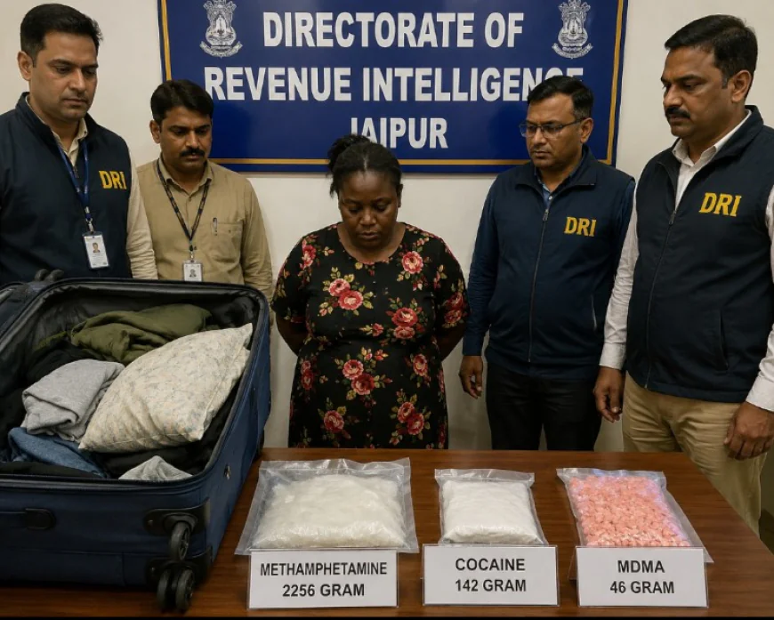 जयपुर में विदेशी महिला से ढाई करोड़ की ड्रग्स बरामद: ट्रॉली बैग में छिपाकर मुंबई ले जा रही थी नशे की खेप, DRI ने किया गिरफ्तार