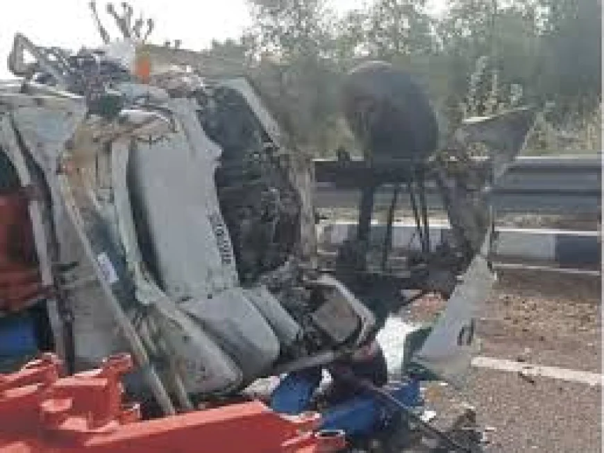 भारतमाला एक्सप्रेस-वे पर भीषण टक्कर: हिसार से सांचौर जा रही पिकअप के उड़े परखच्चे, 2 युवकों की मौत