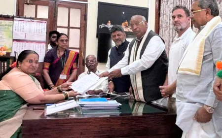 राज्यसभा चुनाव: मल्लिकार्जुन खड़गे ने भरा नामांकन, राहुल गांधी समेत कांग्रेस के दिग्गज नेता रहे मौजूद