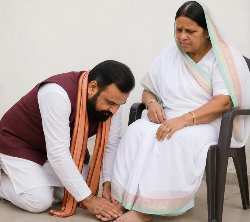 '9 महीने में CM की कुर्सी छोड़ेंगे सम्राट': तेजप्रताप का पलटवार, राबड़ी के पैर छूते सम्राट की तस्वीर शेयर कर दी नसीहत