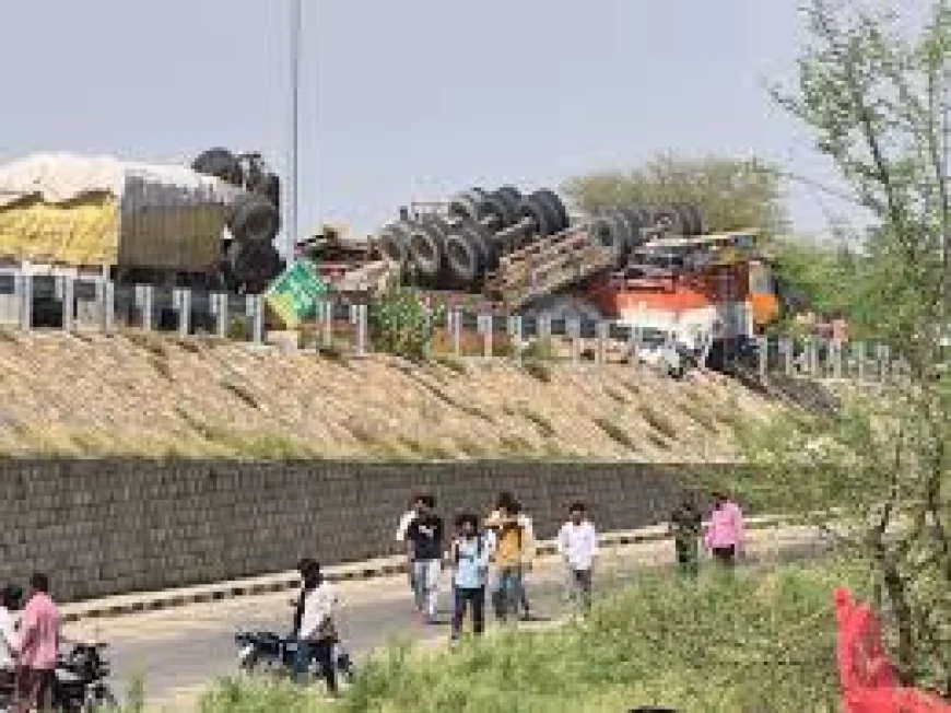 अजमेर-पुष्कर हाईवे पर भीषण हादसा: दो ट्रेलर और डीजल टैंकर की टक्कर, एक ड्राइवर की मौत, 20 हजार लीटर ईंधन से बढ़ा खतरा